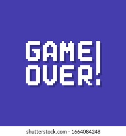 white simple pixelated game over text. concept of vintage videogame badge or sad ending. minimal style trend modern pixel art logotype graphic ui design element