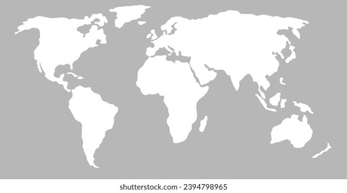 Mapa del mundo blanco simplificado (centrado en Europa y África)