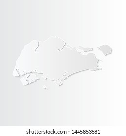 White Singapore map-countries. Vector paper map of Singapore on a gray background. Vector illustration.