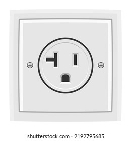 Toma eléctrica blanca uniamericana, aislada, ilustración realista.