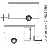 A white single axle box trailer is ready for use