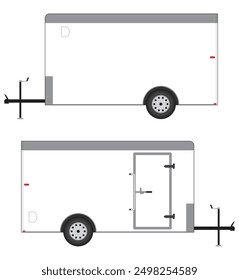 A white single axle box trailer is ready for use