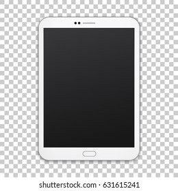 White single pad with empty screen isolated on transparent background, vector digital template.