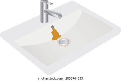 white sink and mixer tap with rust inside 