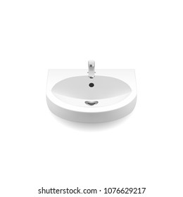 White sink. Wash basin Vector illustration