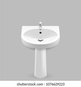 White sink. Wash basin Vector illustration