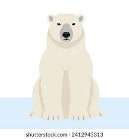 White sitting Polar bear icon. Wild polar Bear animal of the Arctic and the Arctic Circle. Vector illustration isolated on white background.