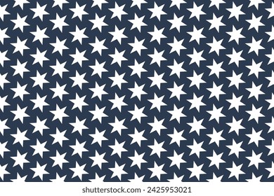 White six point stars a symmetrical seamless pattern on blue background. Geometric shapes repeat vector illustration.