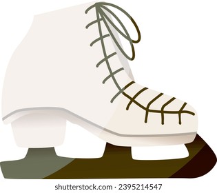 White skate illustration. Clipart. Figure skating skate. Hockey equipment. 
