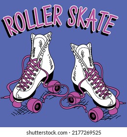 WHITE SKATES ON FOUR WHEELS WITH RIMS AND TAPES COLOR FUCHSIA