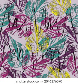 White skeleton decorative leaves vector seamless background Seamless background pattern. Autum pattern.