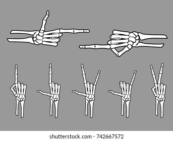 White Skeleton Hand Gestures Set