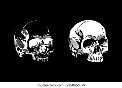 White Skeleton head vector design