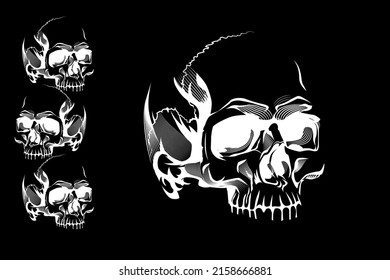 White Skeleton head vector design