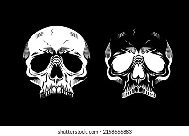 White Skeleton head vector design