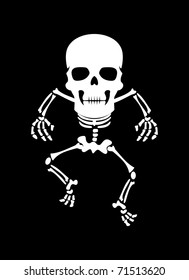 White skeleton on black background