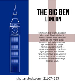 a white sketch of the big ben on a colored background