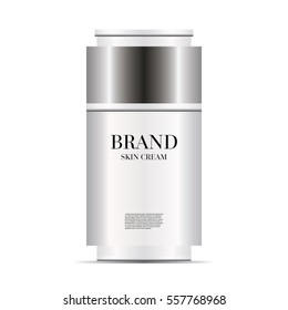 White Skin Cream Bottle Template. Vector Illustration.