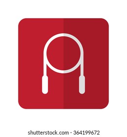 White Skipping Rope flat icon on red rounded square on white