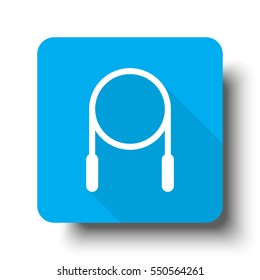 White Skipping Rope icon on blue web button