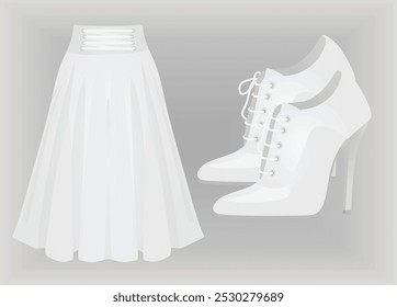 Falda y zapatos blancos. Vector