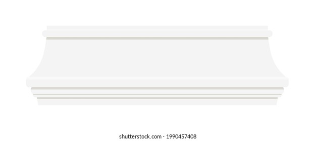 White skirting baseboard styrofoam molding for wall isolated on white background. Architectural plastic or wood skirting border for interior wall and floor design. Vector flat design illustration. 