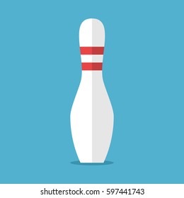White skittle with two red stripes standing on blue background with drop shadow. Flat design. Vector illustration. EPS 8, no transparency
