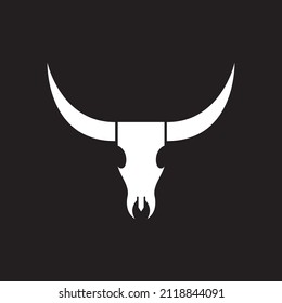white skull animal with horn logo design, vector graphic symbol icon sign illustration