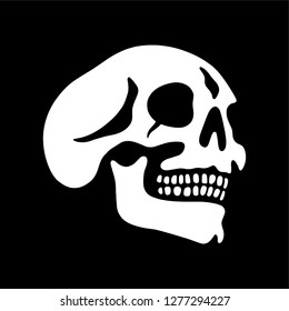 White skull black background
