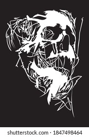 White skull with grunge on background