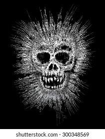 White skull head with spontaneous hand drawing style. Awesome and re sizable vector. Easy to use.
