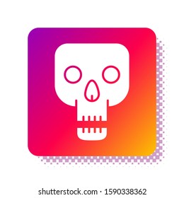 White Skull icon isolated on white background. Happy Halloween party. Square color button. Vector Illustration