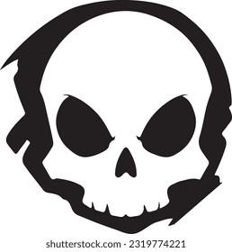 White skull icon on black background. Vector illustration. 