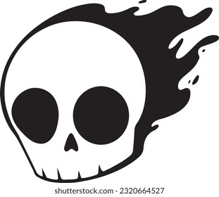 White skull icon on black background. Vector illustration.