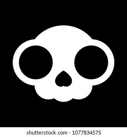 White skull on black background, vector illustration in minimalist style