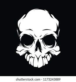 White skull on a black background