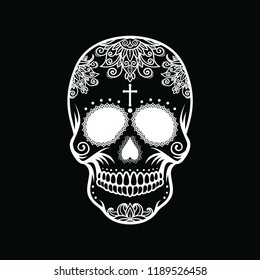 White skull on a black background