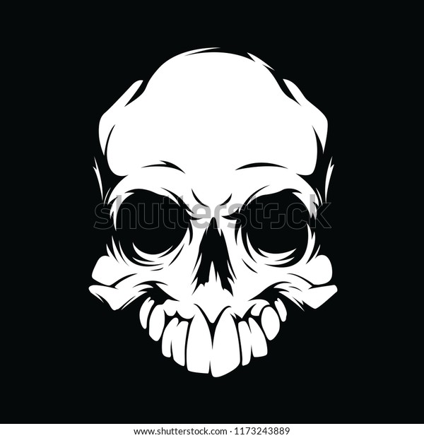 White Skull On Black Background Stock Vector (Royalty Free) 1173243889