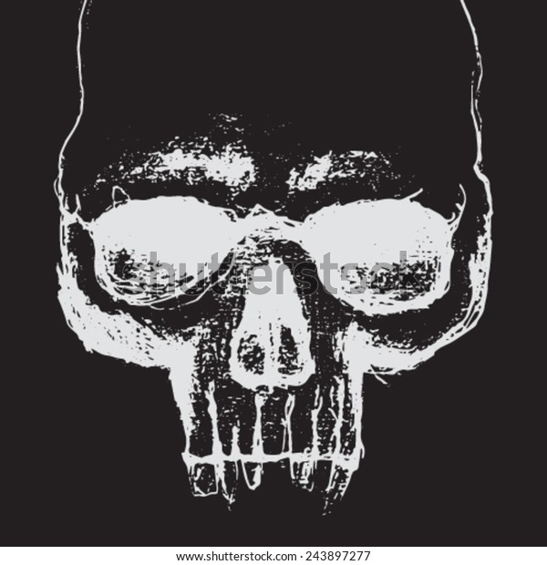 White Skull On Black Background Stock Vector (Royalty Free) 243897277