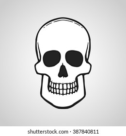 White skull on a light gray background. Vector illustration.