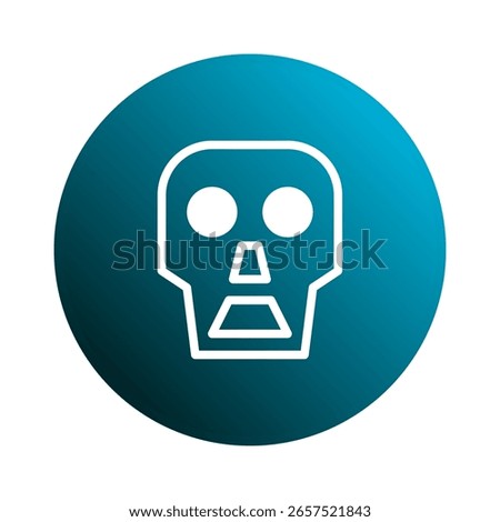 White skull outline on gradient blue circle representing mortality, danger, and digital symbolization, the death representation