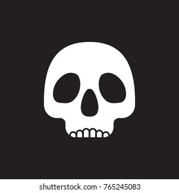 White skull silhouette on black background.