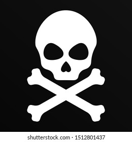 White skull symbol On a black background.