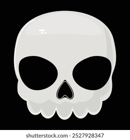 White skull upper part isolated, showing the top part with eyes and nose