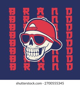 White Skull Wearing Backwards Cap.