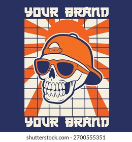 White Skull Wearing Backwards Cap.