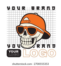 White Skull Wearing Backwards Cap.