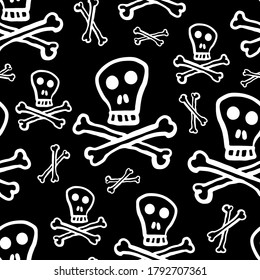 White Skulls Bones Isolated On Black Stock Vector (Royalty Free ...