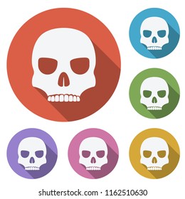 white skulls in flat style with shadow