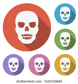 white skulls in flat style with shadow